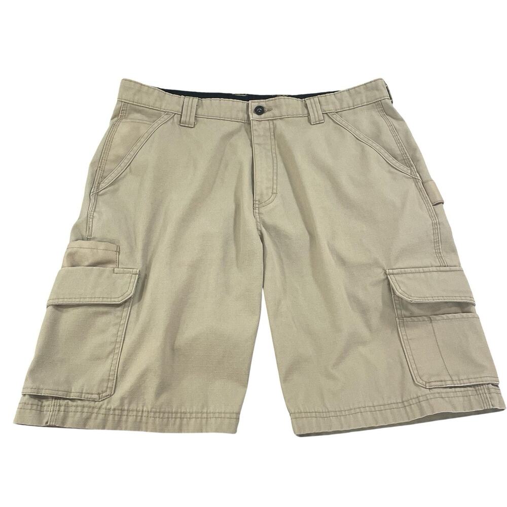 Dickies Carpenter Cargo Shorts Men's 34 Ripstop Media Pocket Hammer Loop Beige
